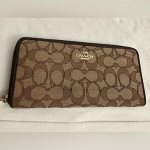 Coach monogram zip around wallet